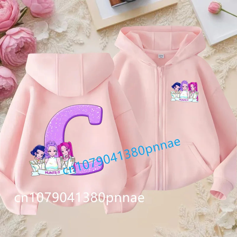 Hots Kid Girl Boy Sweatshirt Zipper Hoody Baby Casual Tops Funny Zip Up Sweatshirts Kpop Demon Hunters Hoodie Children Clothes Mulambo store