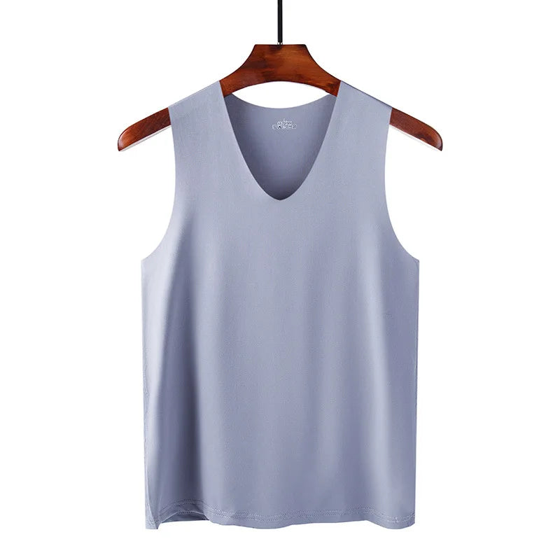 Silk Tank Tops Seamless Mens Vest Sleeveless Sport Bodysuit Vest For Men Clothing Plain Casual Summer Tank Undershirts Cool Gym Shop2947224 Store