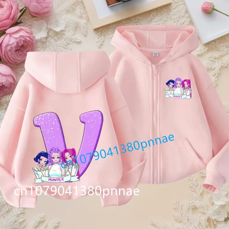 Hots Kid Girl Boy Sweatshirt Zipper Hoody Baby Casual Tops Funny Zip Up Sweatshirts Kpop Demon Hunters Hoodie Children Clothes Mulambo store