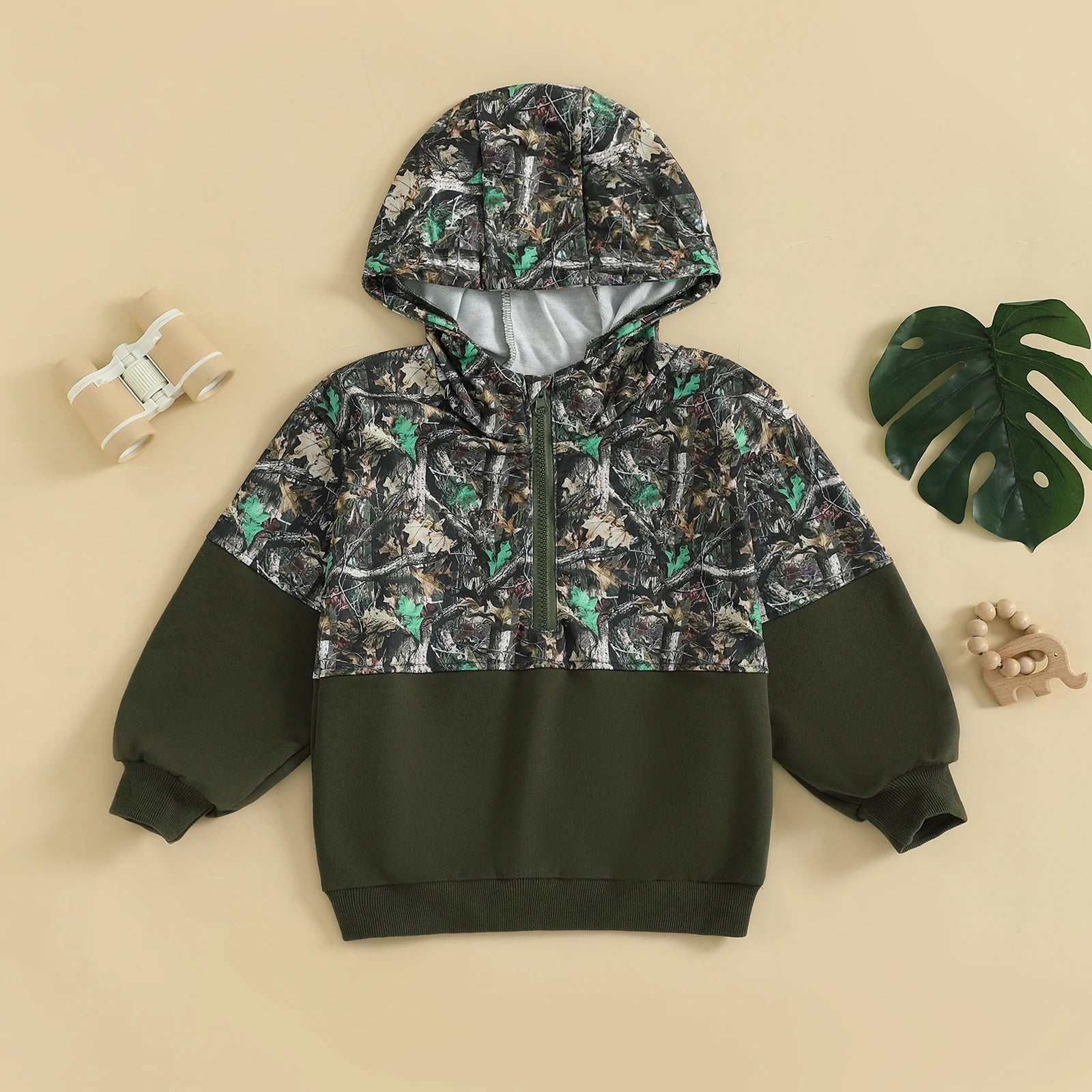 Kid Boy Hoodies Camouflage Half Zip-up Long Sleeve Hooded Sweatshirt Casual Toddler Pullover Mulambo store