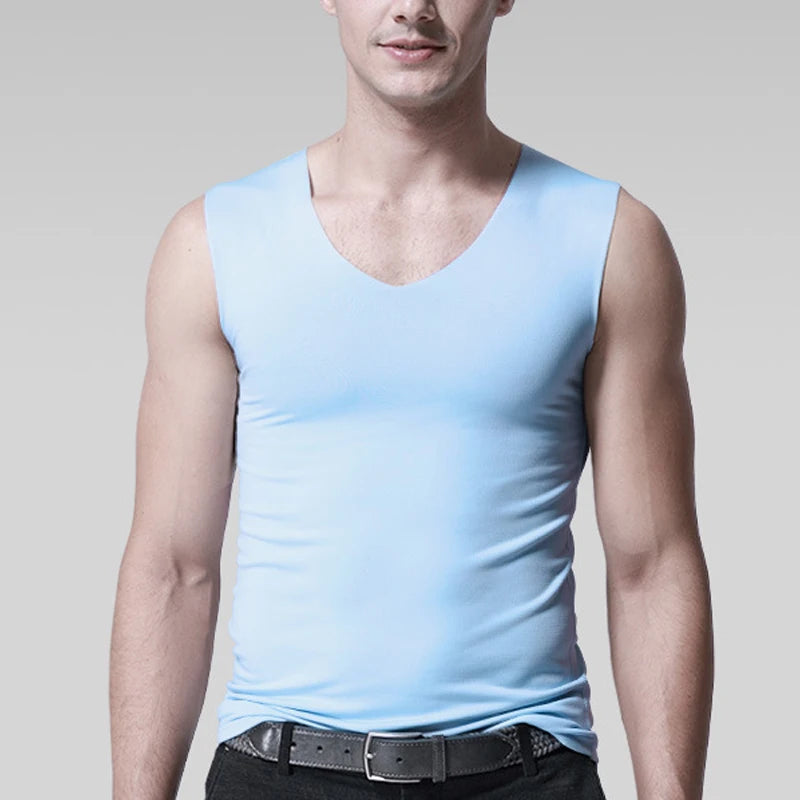 Silk Tank Tops Seamless Mens Vest Sleeveless Sport Bodysuit Vest For Men Clothing Plain Casual Summer Tank Undershirts Cool Gym Shop2947224 Store