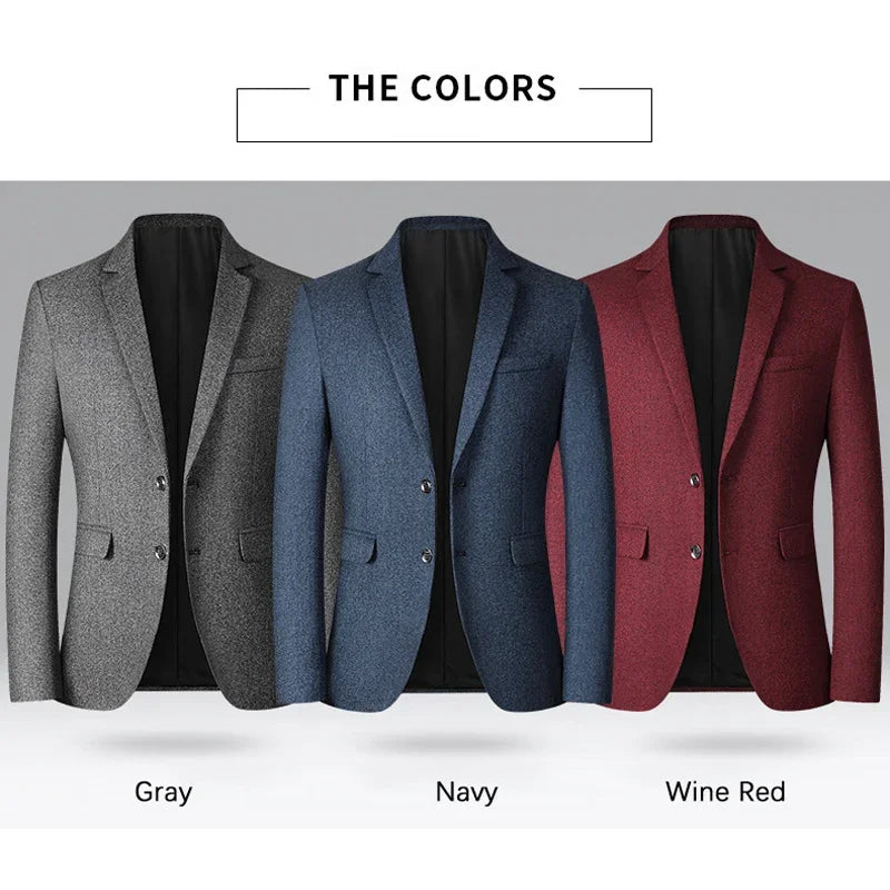 Men's Business Casual Blazer - Solid Color Suit Jacket Wedding & Office 2025