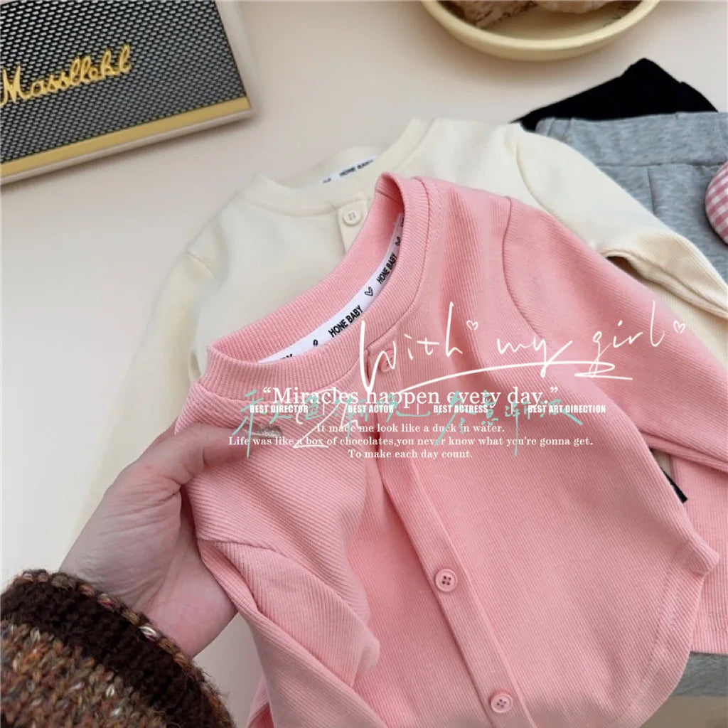 Children's T-Shirts Slim Top Solid Color Fashion Breasted T-shirt Long Sleeve Girls Play Undershirt Kids Clothes for Girls Mulambo store