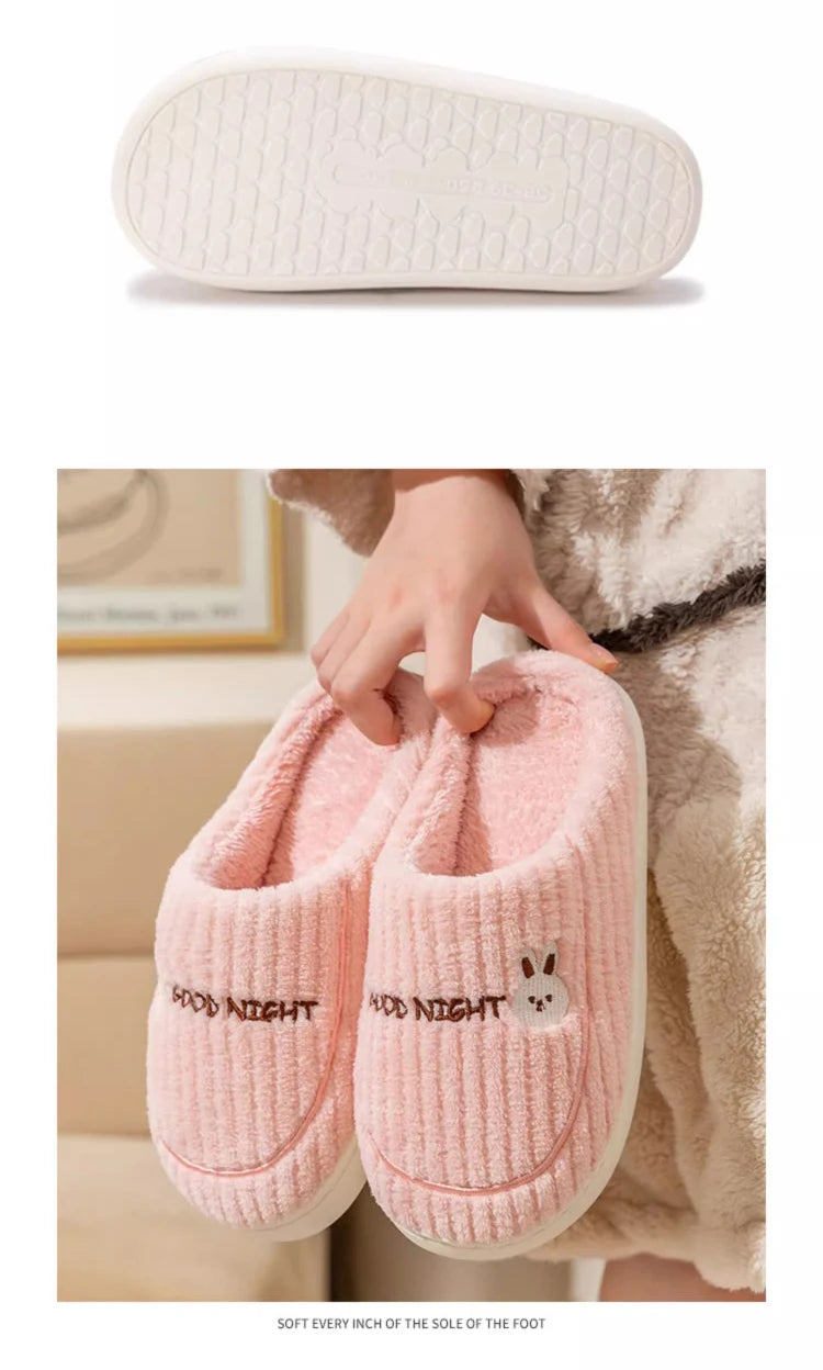 Cotton slippers for women in autumn and winter, new home style, quiet, non slip, thick bottom, warm and plush cotton slippers Mulambo store