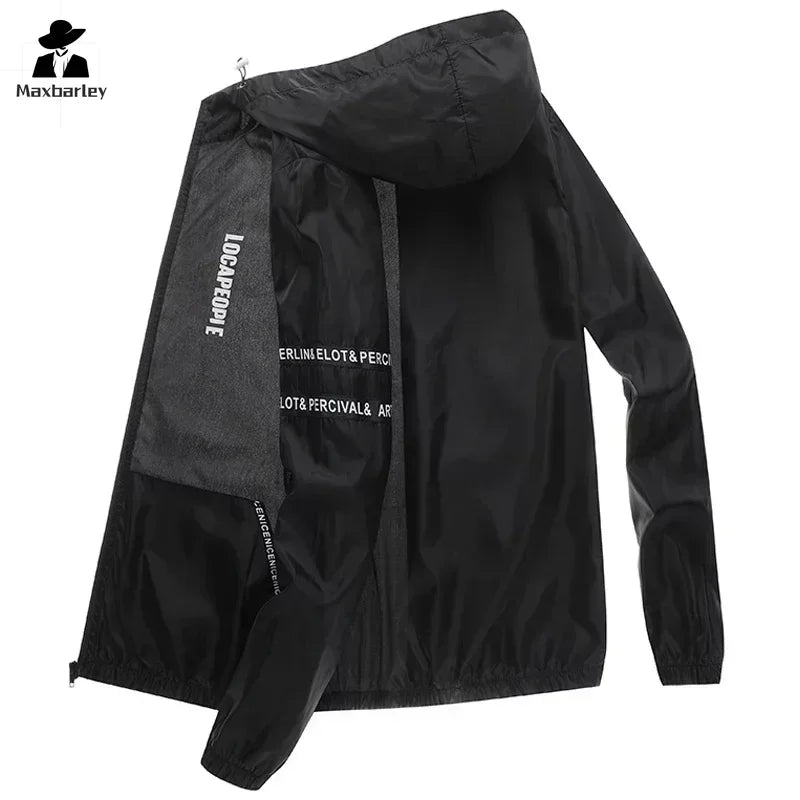 Summer Sun Protection Clothing Men's Casual Waterproof Quick-drying Bicycle Hooded Jacket Plus Size Hiking Thin Skin windbreaker Maxbarley To Tao Official Store