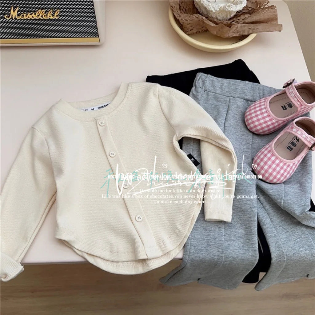 Children's T-Shirts Slim Top Solid Color Fashion Breasted T-shirt Long Sleeve Girls Play Undershirt Kids Clothes for Girls Mulambo store