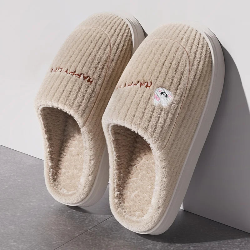 Cotton slippers for women in autumn and winter, new home style, quiet, non slip, thick bottom, warm and plush cotton slippers Mulambo store