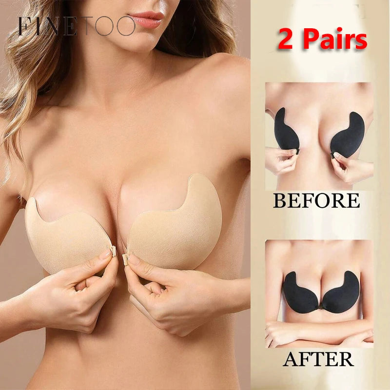 1 Piece Invisible Stick-On Lift Bra, Strapless & Seamless Push Up Anti-convex Bra, Women's Lingerie & Underwear Accessories finetoo Official Store