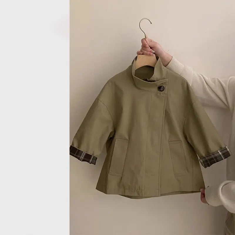 Kids Girls Cotton Teens Spring Autumn Windbreaker Coats Khaki Princess Oversize Coat Medium Long Outerwear Trench Clothes 4-15Y Mulambo store
