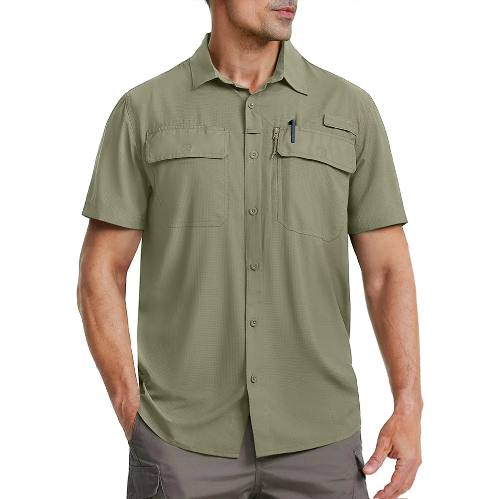 Men's UPF 50+ Fishing Shirt Quick Dry - Multi-Pocket Outdoor Hiking