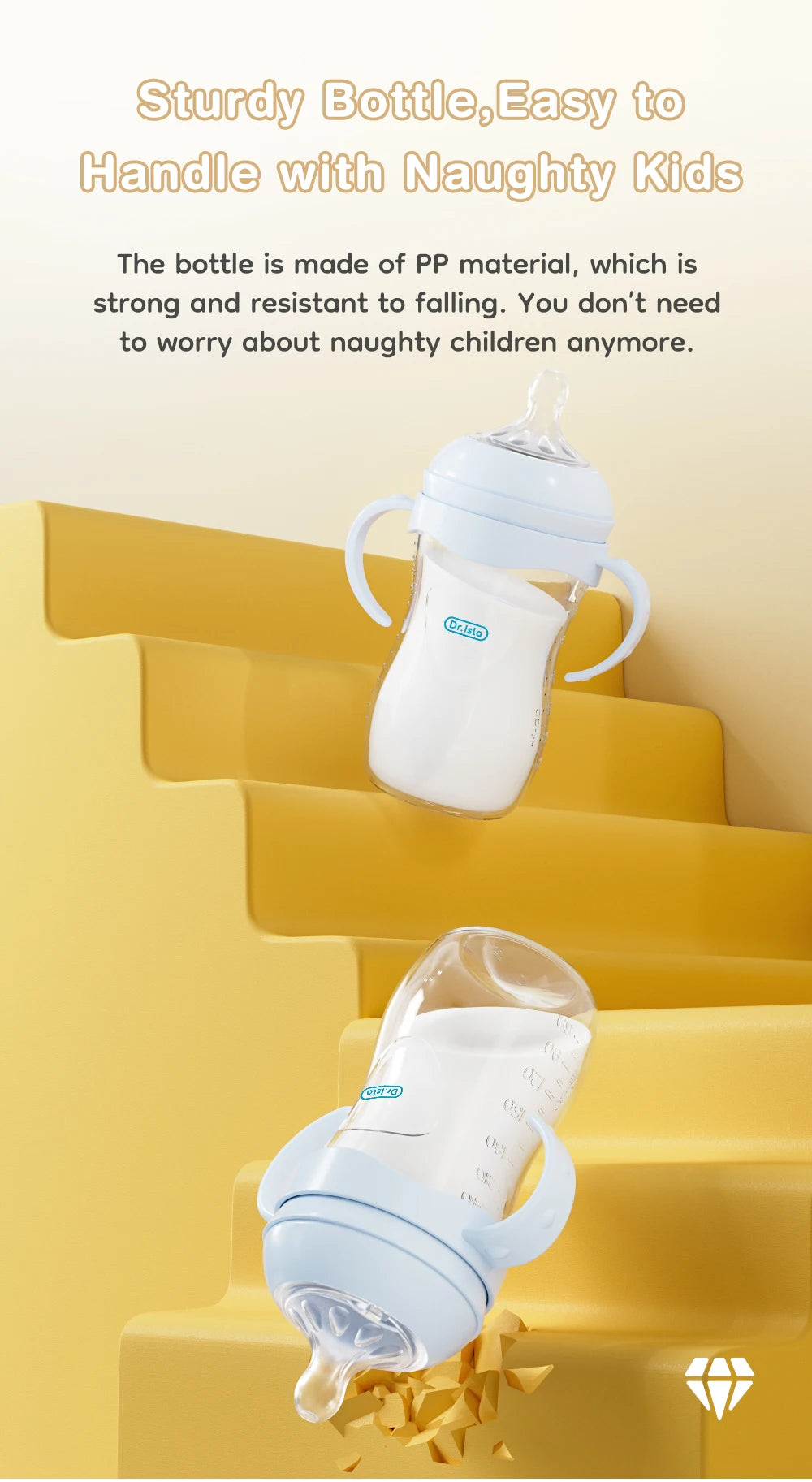 MAMIJOY New 150ML Baby Bottle With Handle Anti-bloating＆Anti-drop Clear Scale Milk Bottle Feeding Baby Bottles BPA-FREE PP15 Mulambo store