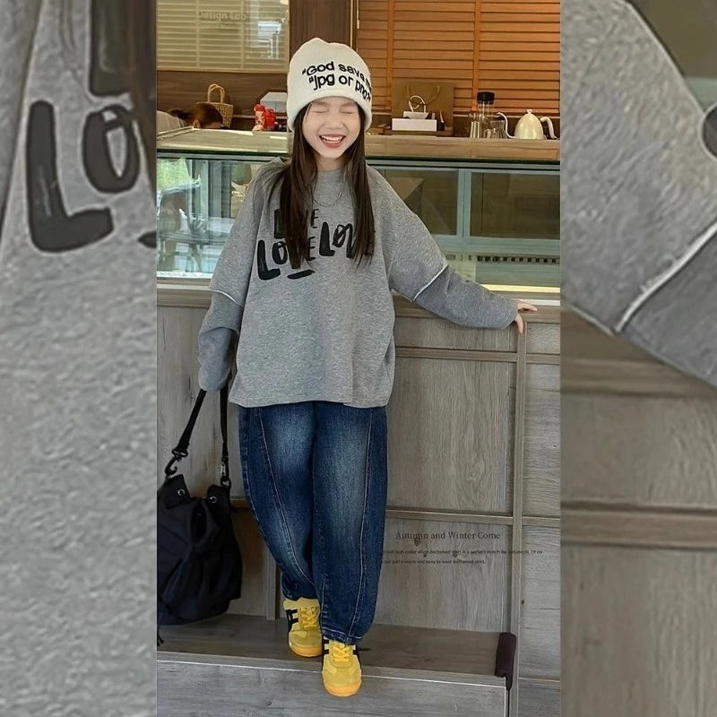 Fake Two Piece Clothes for Girls 10 To 12 Years 11 Korean Children's Clothing 2025 Kids T-shirts Top T-shirt Girl Spring Autumn Mulambo store