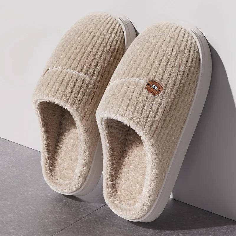 Cotton slippers for women in autumn and winter, new home style, quiet, non slip, thick bottom, warm and plush cotton slippers Mulambo store