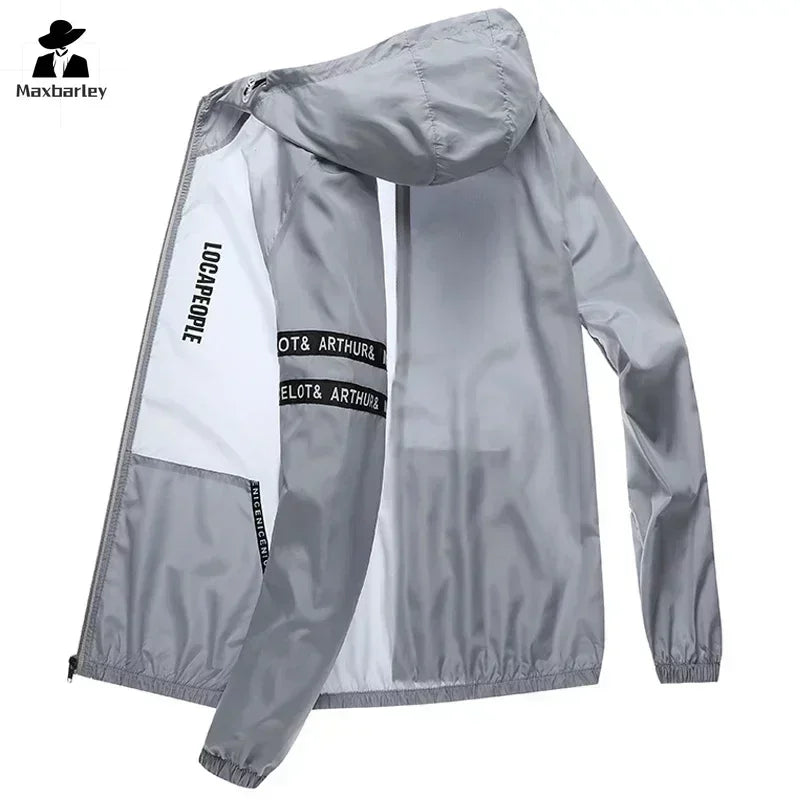 Summer Sun Protection Clothing Men's Casual Waterproof Quick-drying Bicycle Hooded Jacket Plus Size Hiking Thin Skin windbreaker Maxbarley To Tao Official Store