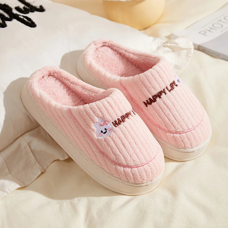 Cotton slippers for women in autumn and winter, new home style, quiet, non slip, thick bottom, warm and plush cotton slippers Mulambo store