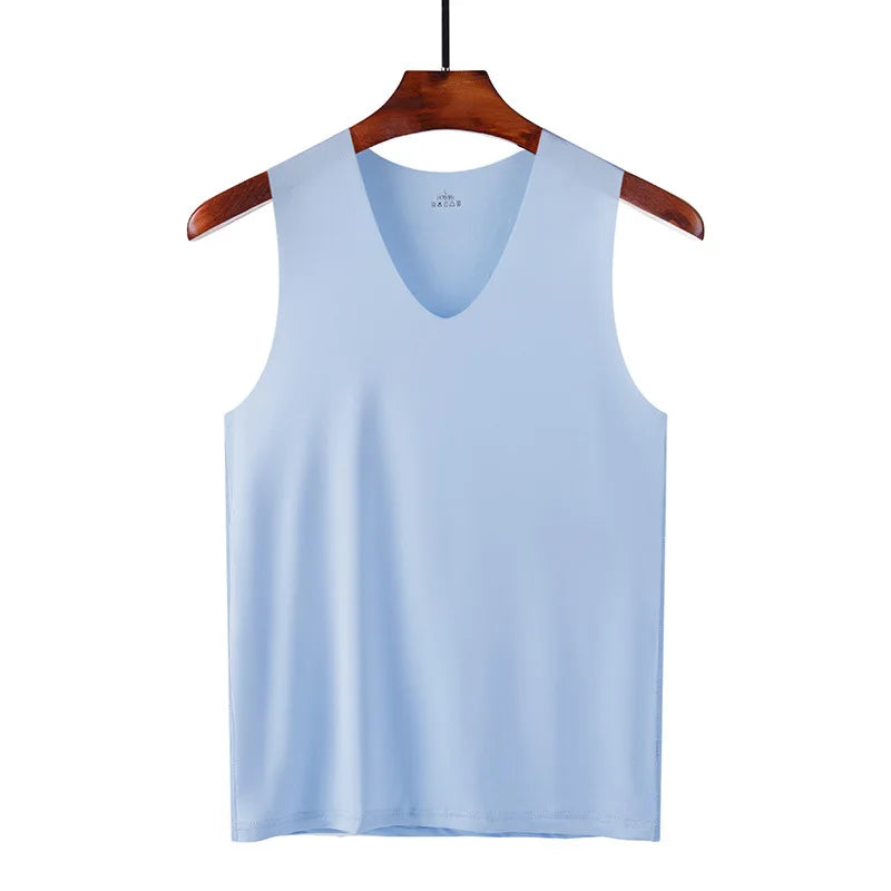 Silk Tank Tops Seamless Mens Vest Sleeveless Sport Bodysuit Vest For Men Clothing Plain Casual Summer Tank Undershirts Cool Gym Shop2947224 Store