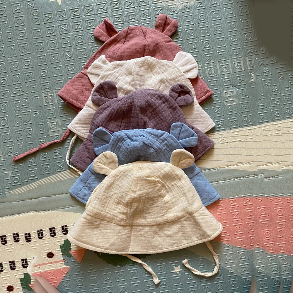 Muslin Cotton Baby Hat Summer Infant Cap Panama for Kids Soft Baby Sun Hats Girls Boys Bucket Hat Accessories Children 3-12M Cute Baby Home Store