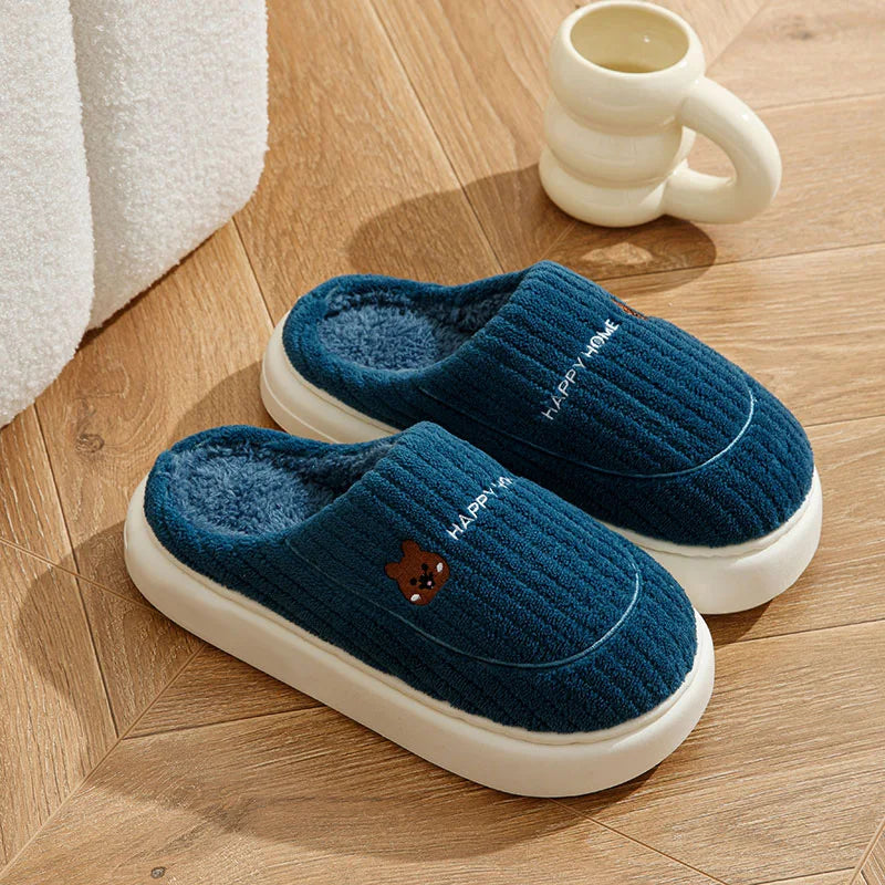 Cotton slippers for women in autumn and winter, new home style, quiet, non slip, thick bottom, warm and plush cotton slippers Mulambo store