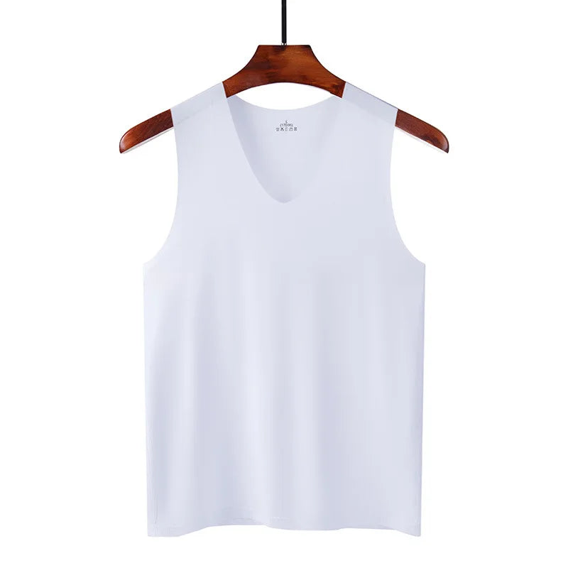 Silk Tank Tops Seamless Mens Vest Sleeveless Sport Bodysuit Vest For Men Clothing Plain Casual Summer Tank Undershirts Cool Gym Shop2947224 Store