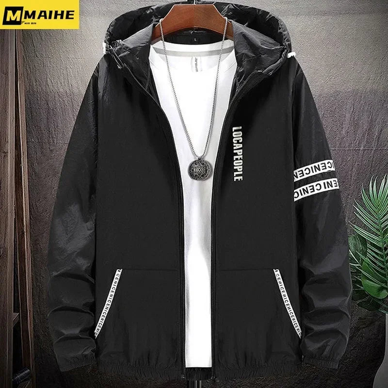 Men's UV Protection Hooded Windbreaker - SPF Summer Jacket Big Sizes to 9XL