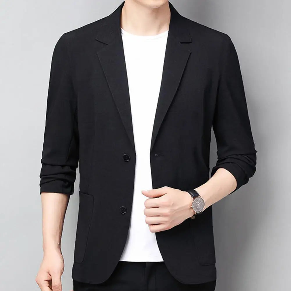 Men's Linen Suit Jacket - Slim Fit Business Blazer Summer Wedding Coat