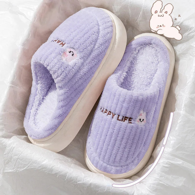 Cotton slippers for women in autumn and winter, new home style, quiet, non slip, thick bottom, warm and plush cotton slippers Mulambo store