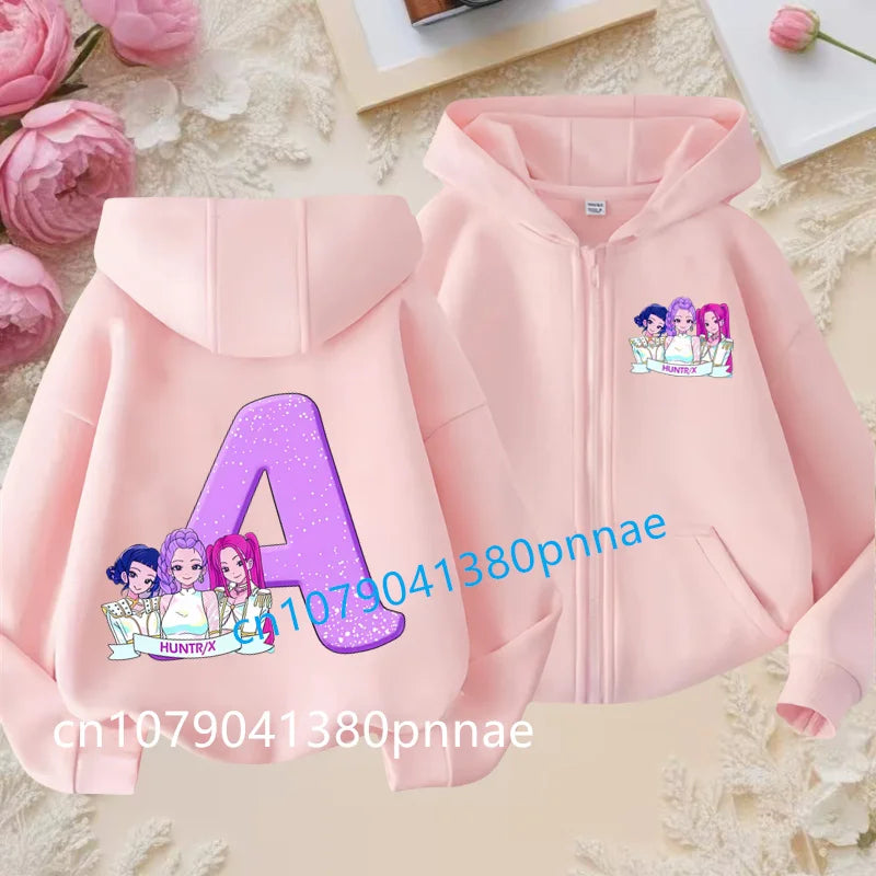 Hots Kid Girl Boy Sweatshirt Zipper Hoody Baby Casual Tops Funny Zip Up Sweatshirts Kpop Demon Hunters Hoodie Children Clothes Mulambo store