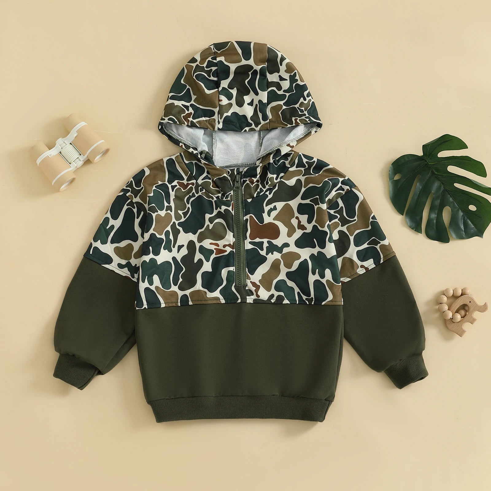 Kid Boy Hoodies Camouflage Half Zip-up Long Sleeve Hooded Sweatshirt Casual Toddler Pullover Mulambo store