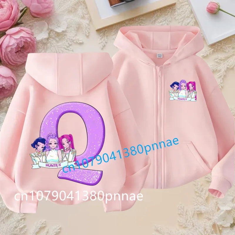 Hots Kid Girl Boy Sweatshirt Zipper Hoody Baby Casual Tops Funny Zip Up Sweatshirts Kpop Demon Hunters Hoodie Children Clothes Mulambo store