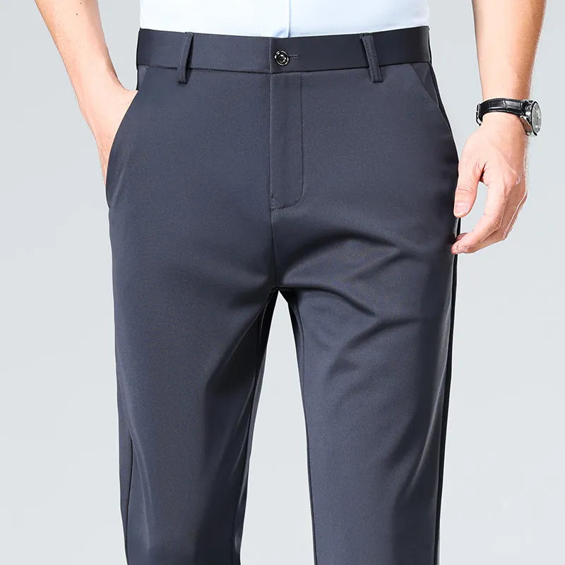 Men's Stretch Business Trousers - Elastic Waist Dress Pants Spring Summer