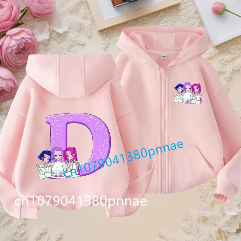 Hots Kid Girl Boy Sweatshirt Zipper Hoody Baby Casual Tops Funny Zip Up Sweatshirts Kpop Demon Hunters Hoodie Children Clothes Mulambo store