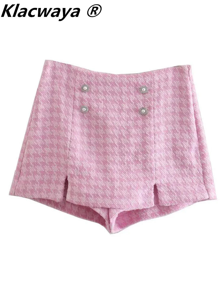 Women's Tweed Blazer & Shorts Suit Set - 2-Piece Professional Office Outfit