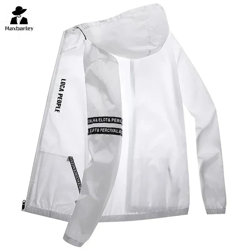 Summer Sun Protection Clothing Men's Casual Waterproof Quick-drying Bicycle Hooded Jacket Plus Size Hiking Thin Skin windbreaker Maxbarley To Tao Official Store
