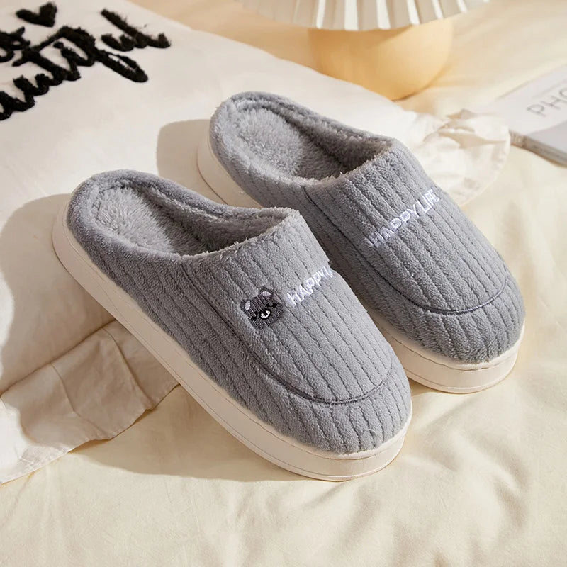 Cotton slippers for women in autumn and winter, new home style, quiet, non slip, thick bottom, warm and plush cotton slippers Mulambo store
