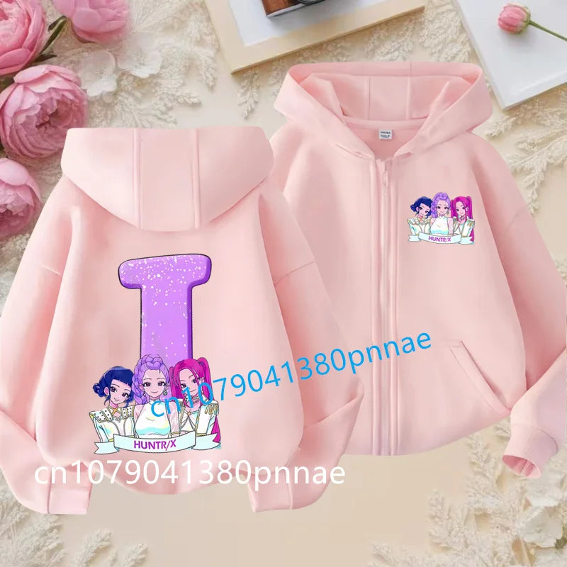 Hots Kid Girl Boy Sweatshirt Zipper Hoody Baby Casual Tops Funny Zip Up Sweatshirts Kpop Demon Hunters Hoodie Children Clothes Mulambo store