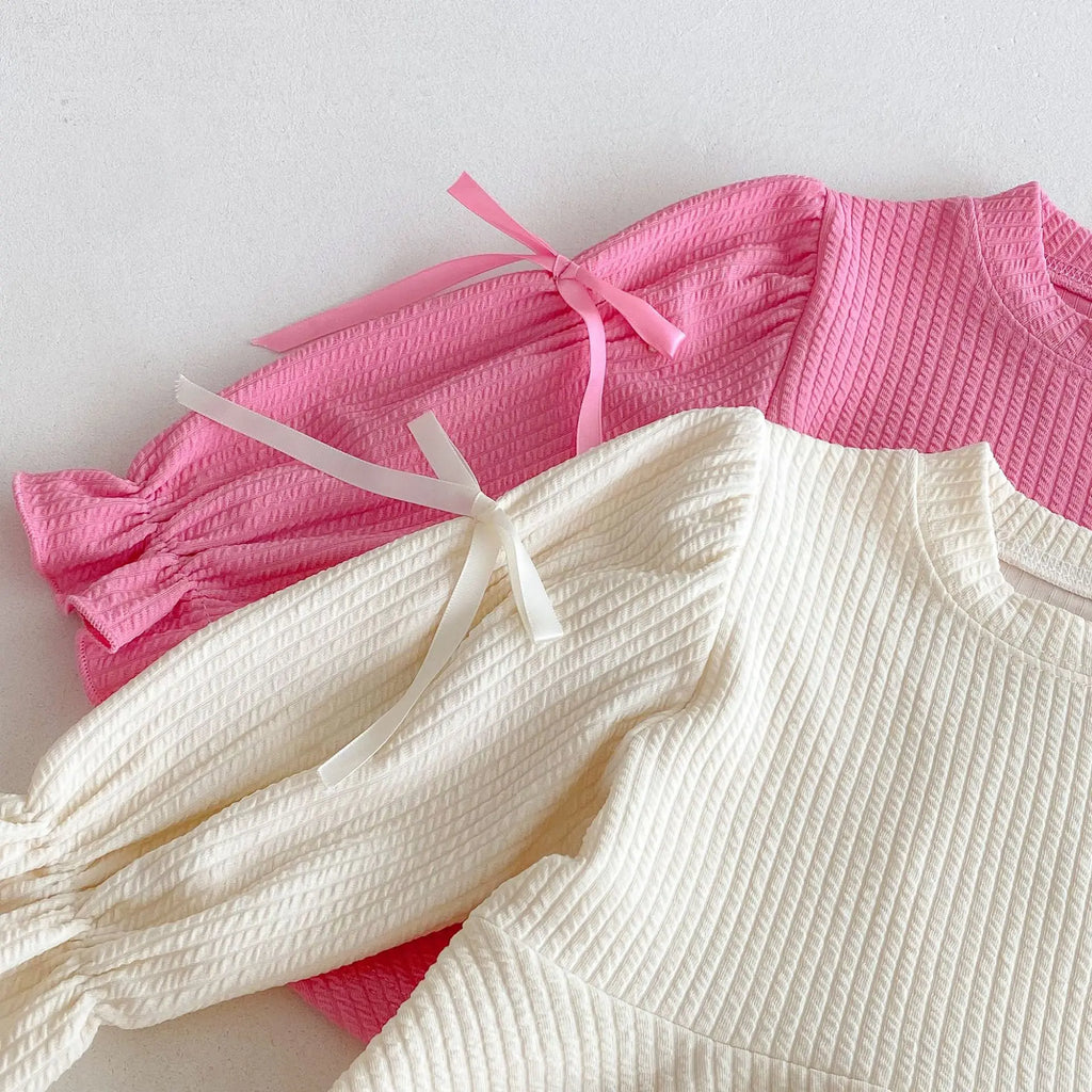 2025 Autumn New Children Long Sleeve Clothes Set Girls Cute Bow Loose Tops + Flared Trousers 2pcs Suit Cotton Kids Girls Outfits Mulambo store