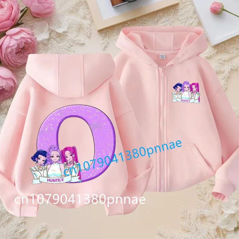 Hots Kid Girl Boy Sweatshirt Zipper Hoody Baby Casual Tops Funny Zip Up Sweatshirts Kpop Demon Hunters Hoodie Children Clothes Mulambo store