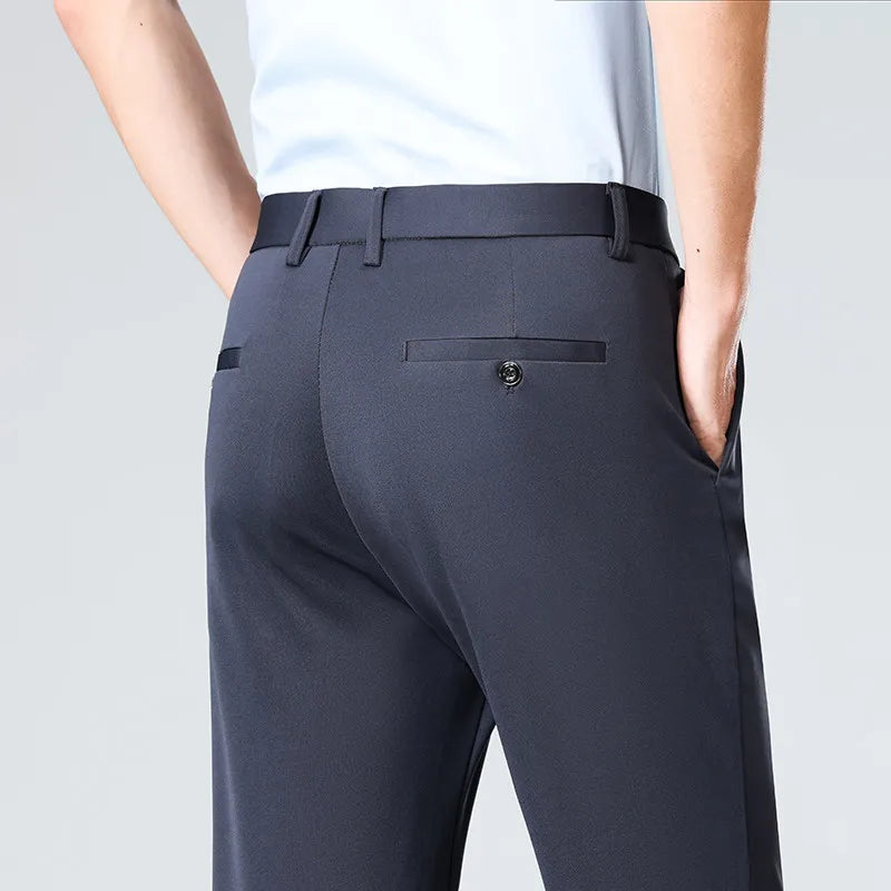 Men's Stretch Business Trousers - Elastic Waist Dress Pants Spring Summer