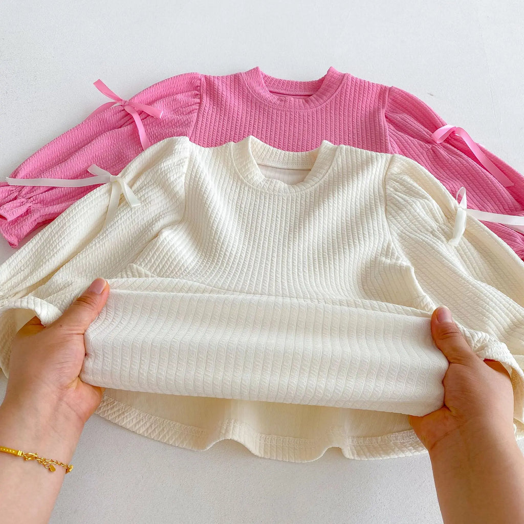 2025 Autumn New Children Long Sleeve Clothes Set Girls Cute Bow Loose Tops + Flared Trousers 2pcs Suit Cotton Kids Girls Outfits Mulambo store