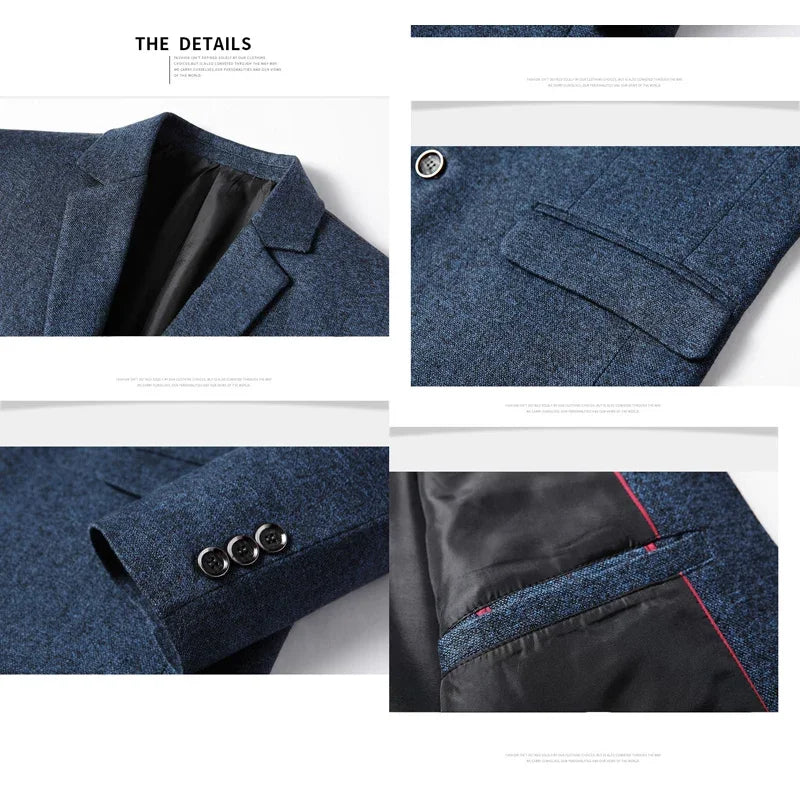 Men's Business Casual Blazer - Solid Color Suit Jacket Wedding & Office 2025