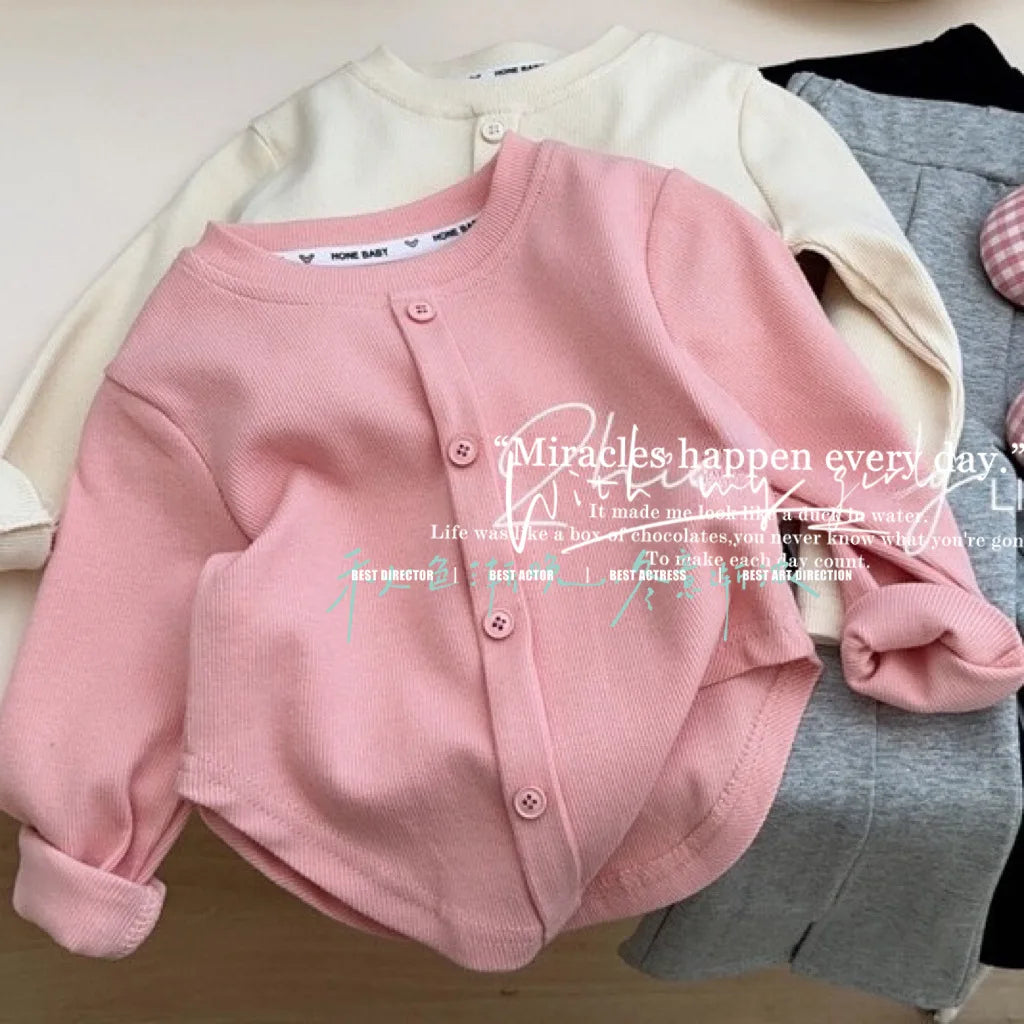 Children's T-Shirts Slim Top Solid Color Fashion Breasted T-shirt Long Sleeve Girls Play Undershirt Kids Clothes for Girls Mulambo store