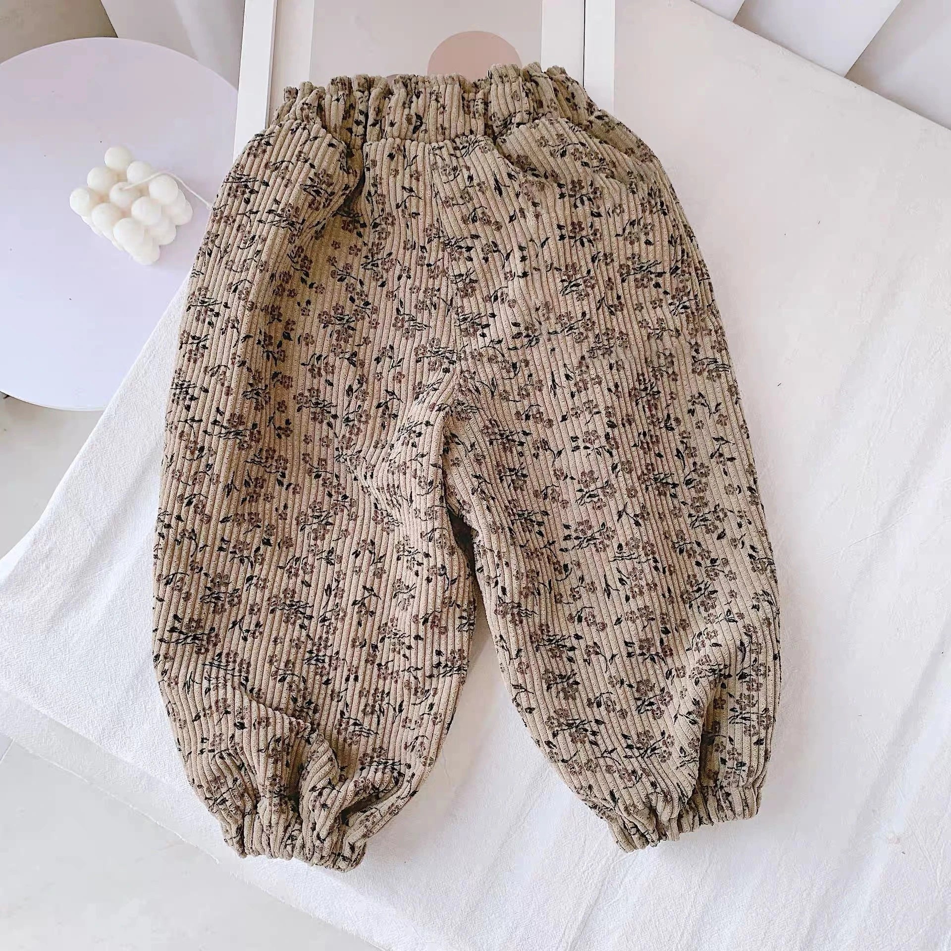 Autumn And Winter 2025 Girls Corduroy Casual Pants Leopard Print Floral Outerwear Trendy Pants For 80-140CM Child Harlan Pants Mulambo store