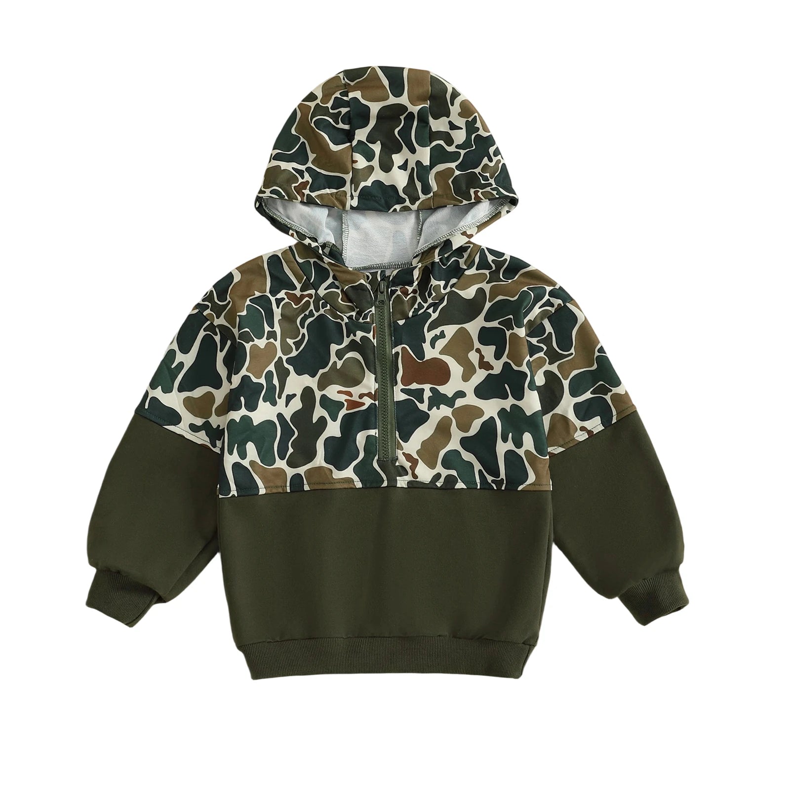 Kid Boy Hoodies Camouflage Half Zip-up Long Sleeve Hooded Sweatshirt Casual Toddler Pullover Mulambo store
