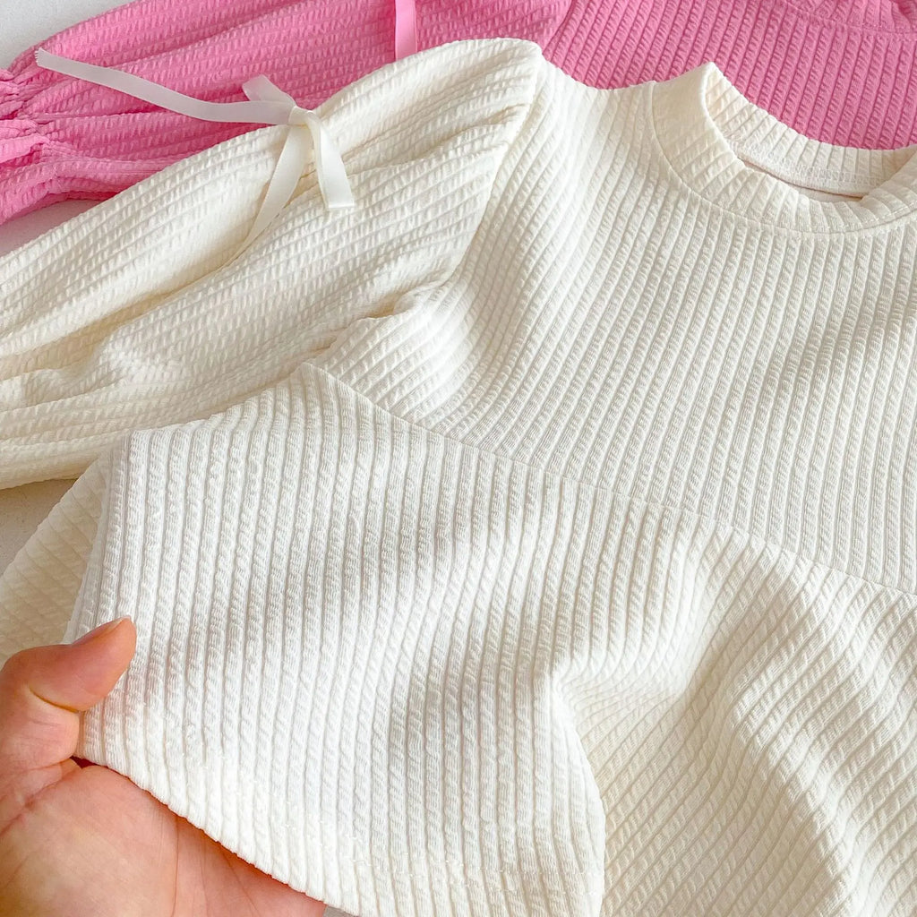 2025 Autumn New Children Long Sleeve Clothes Set Girls Cute Bow Loose Tops + Flared Trousers 2pcs Suit Cotton Kids Girls Outfits Mulambo store