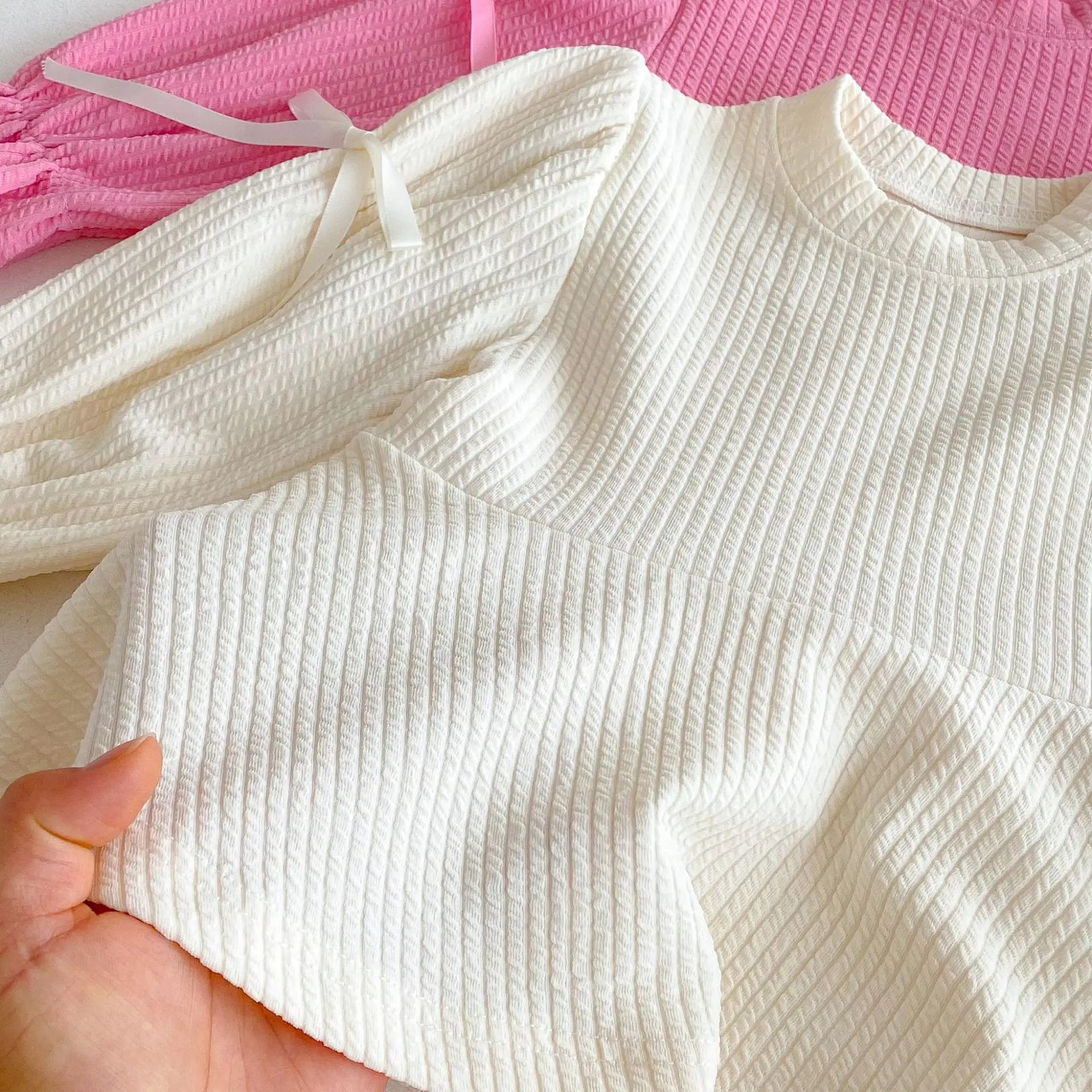 2025 Autumn New Children Long Sleeve Clothes Set Girls Cute Bow Loose Tops + Flared Trousers 2pcs Suit Cotton Kids Girls Outfits Mulambo store