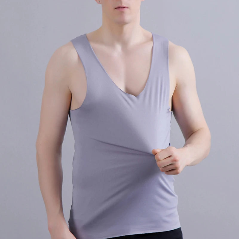 Silk Tank Tops Seamless Mens Vest Sleeveless Sport Bodysuit Vest For Men Clothing Plain Casual Summer Tank Undershirts Cool Gym Shop2947224 Store