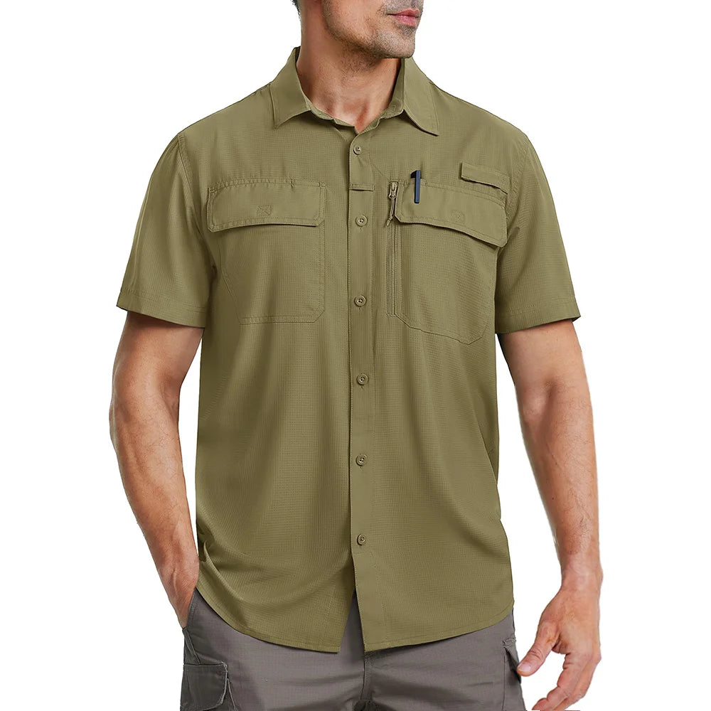 Men's UPF 50+ Fishing Shirt Quick Dry - Multi-Pocket Outdoor Hiking