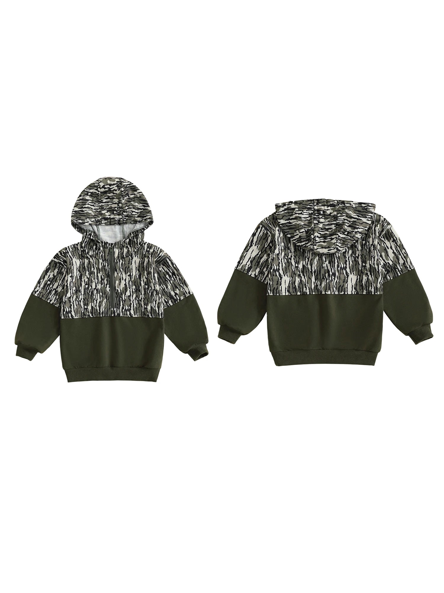 Kid Boy Hoodies Camouflage Half Zip-up Long Sleeve Hooded Sweatshirt Casual Toddler Pullover Mulambo store
