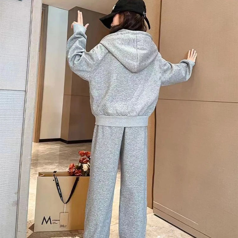 Autumn Children Girs Clothes Set Teenage Pullover Letter Zipper Top&Pants Bottom 2pcs Kid Sweatshirts Fashion Tracksuits Outfits Mulambo store