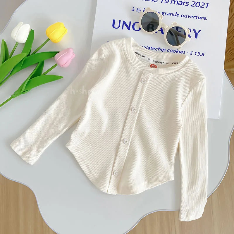 Children's T-Shirts Slim Top Solid Color Fashion Breasted T-shirt Long Sleeve Girls Play Undershirt Kids Clothes for Girls Mulambo store